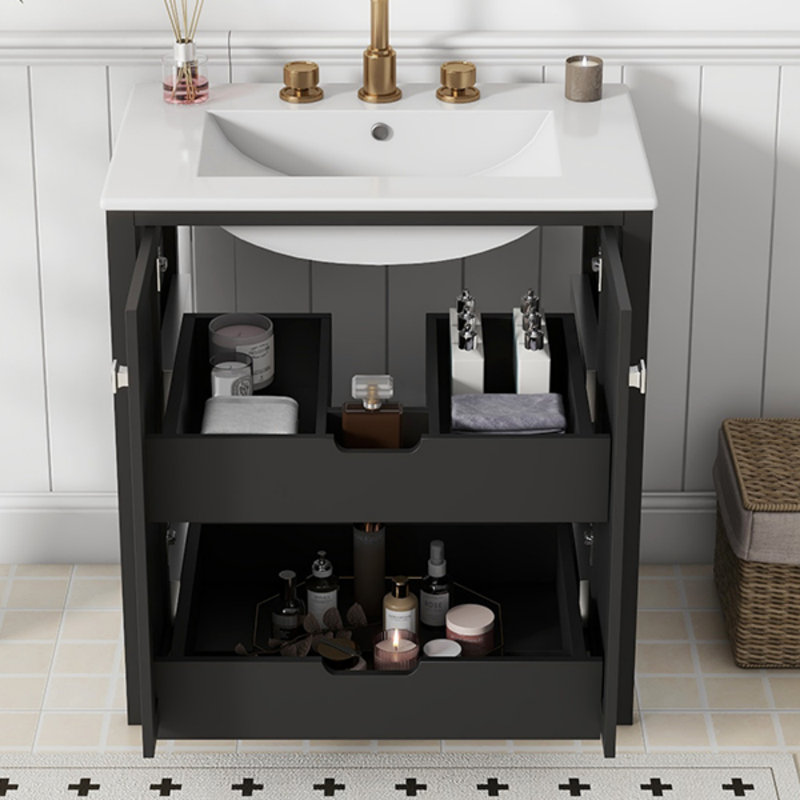 Ensemble de meuble-lavabo autoportant 30 po avec lavabo en céramique