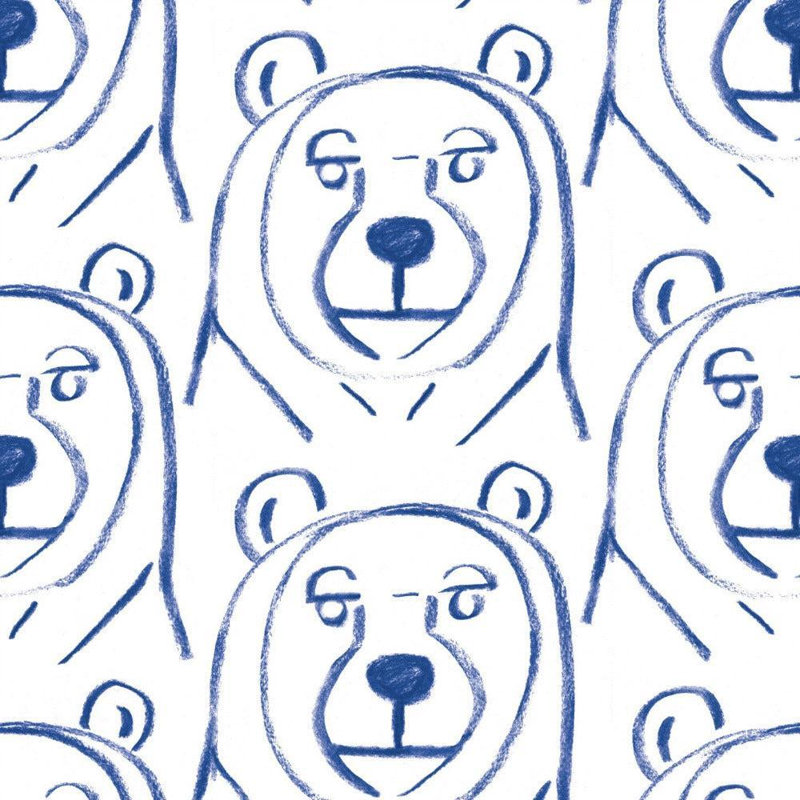 Bears! 10' L x 24" W Peel and Stick Wallpaper Roll, Faux Grasscloth, Non-pasted