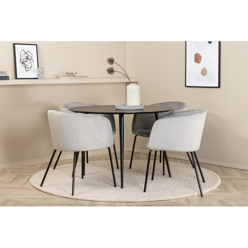Dolson 4 - Person Dining Set, Grey, Black