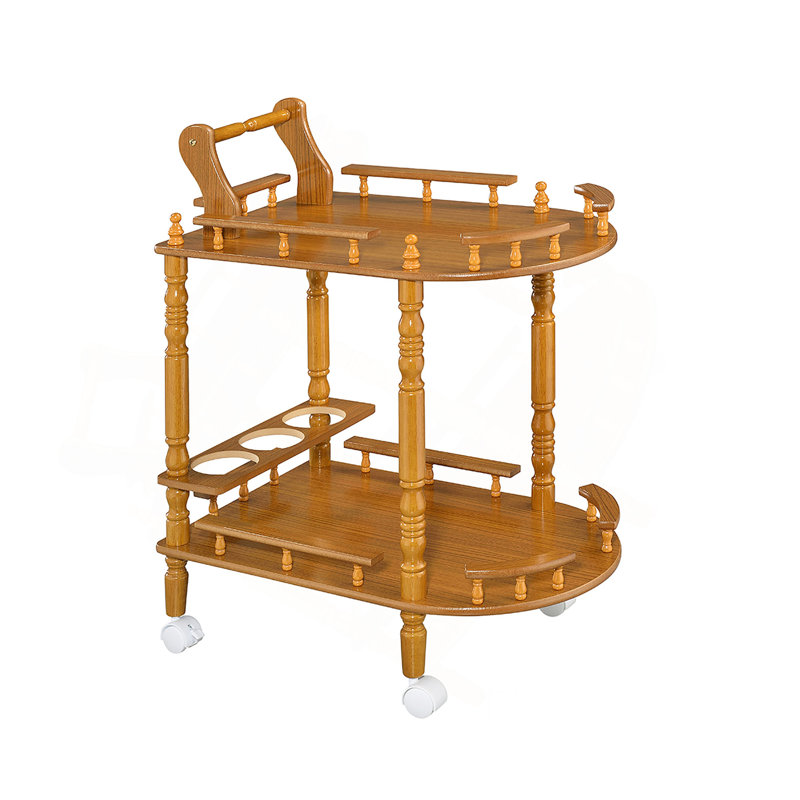Grande table à vin 29 po en bois à 2 niveaux avec finition chêne