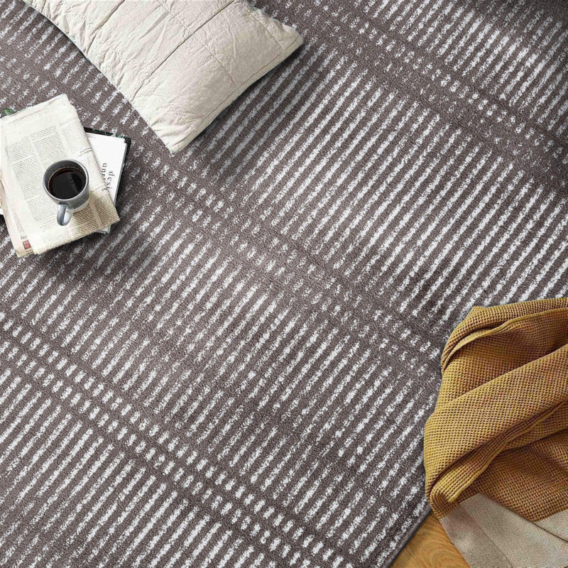 Tapis brun / ivoire Rambo, Tapis de couloir de 2 pi x 7 pi