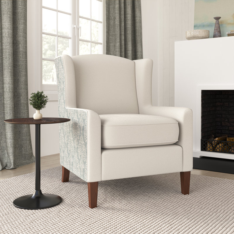 Alicante Upholstered Wingback Chair, Sage Damask