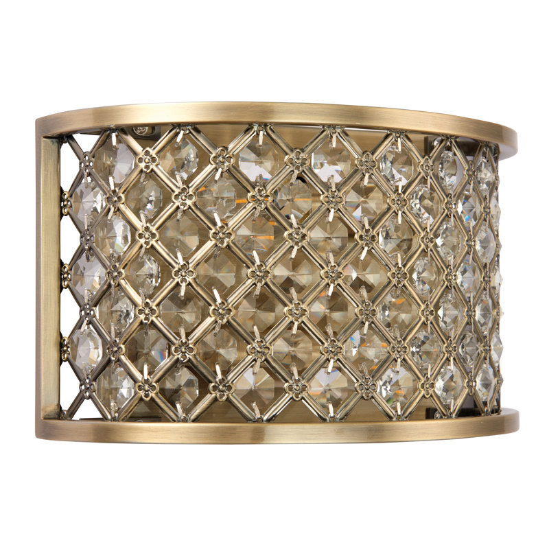 Augustine Steel Flush Mounted Sconce, Antique Brass