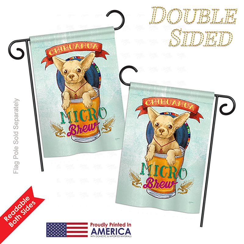 Drapeau de jardin 2 côtés en polyester 1,1 x 1,5 pi chihuahua micro brassing