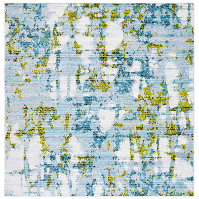 Hollman Abstract Teal/Green/White Area Rug
