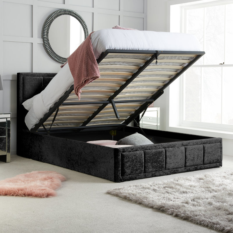 Aween Upholstered Ottoman Bed, Small Double (4'), Black