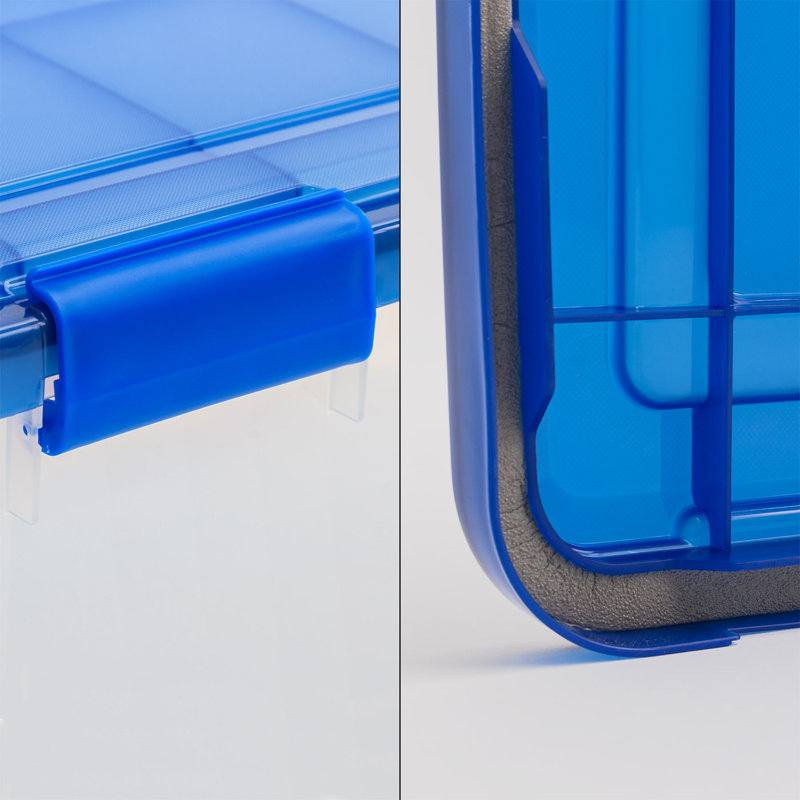 Small Blue and Clear Plastic Stackable Storage Box with Latches