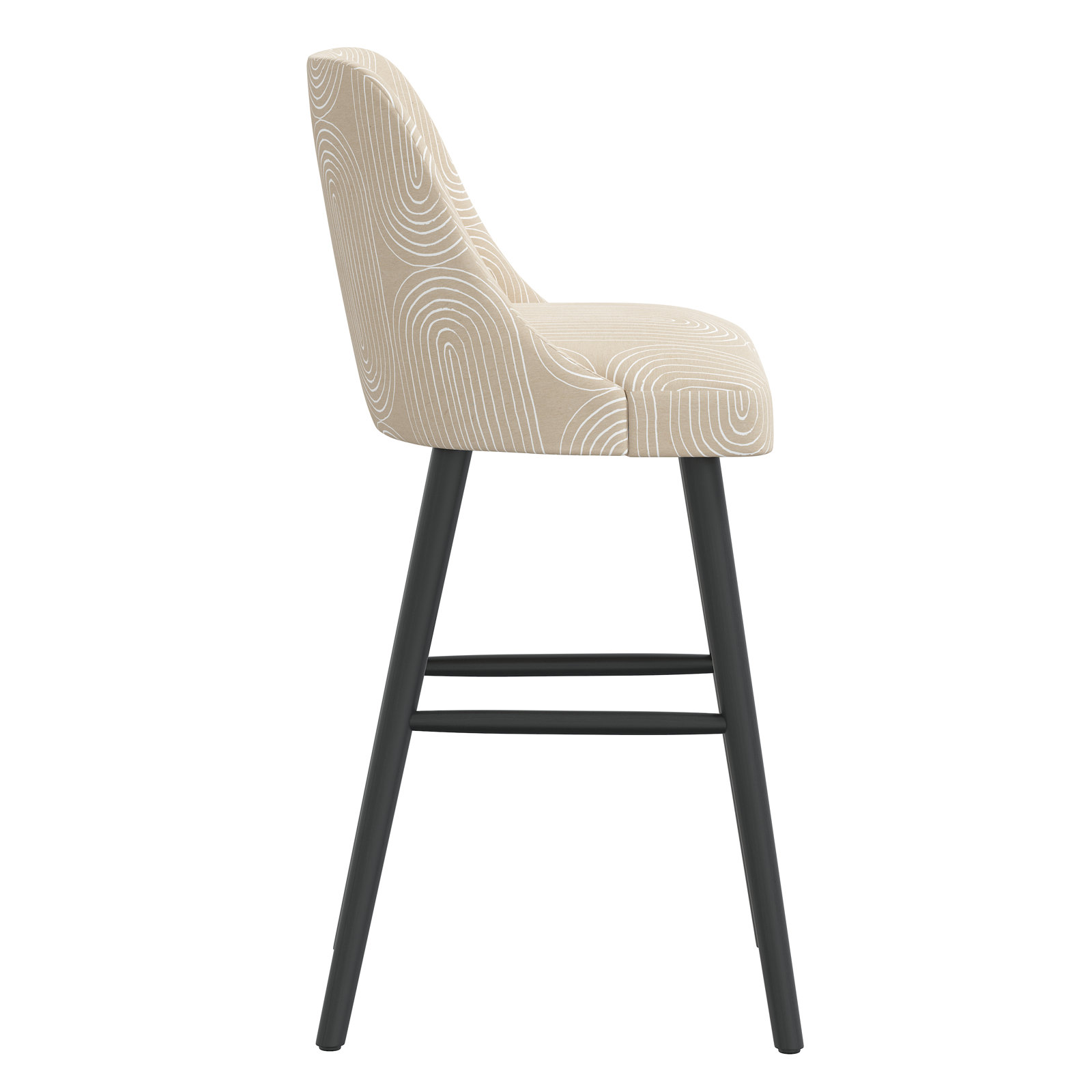 Gallie Bar & Counter Stool, Black Wood, Bar Stool (31” Seat Height), Evelyn Natural Asbtract