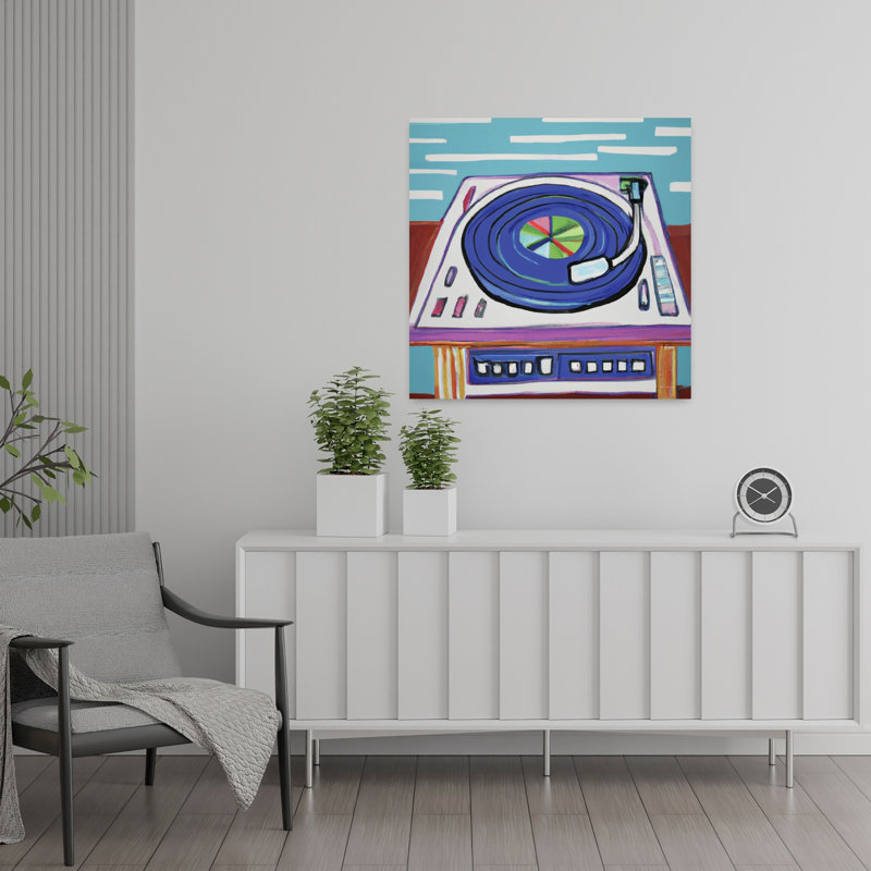 «Groovy Turntable», art abstrait rétro, H 24 po x l 24 po