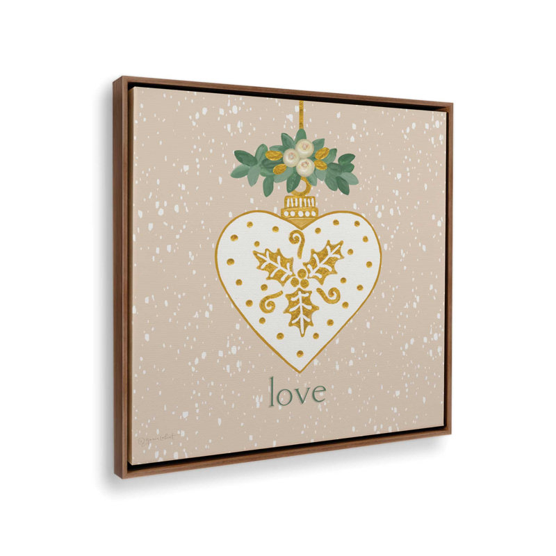 «Snowy Love Ornament» par Annie Lapoint, reproduction d'art, L 36 x H 36, Brun, Toile avec cadre