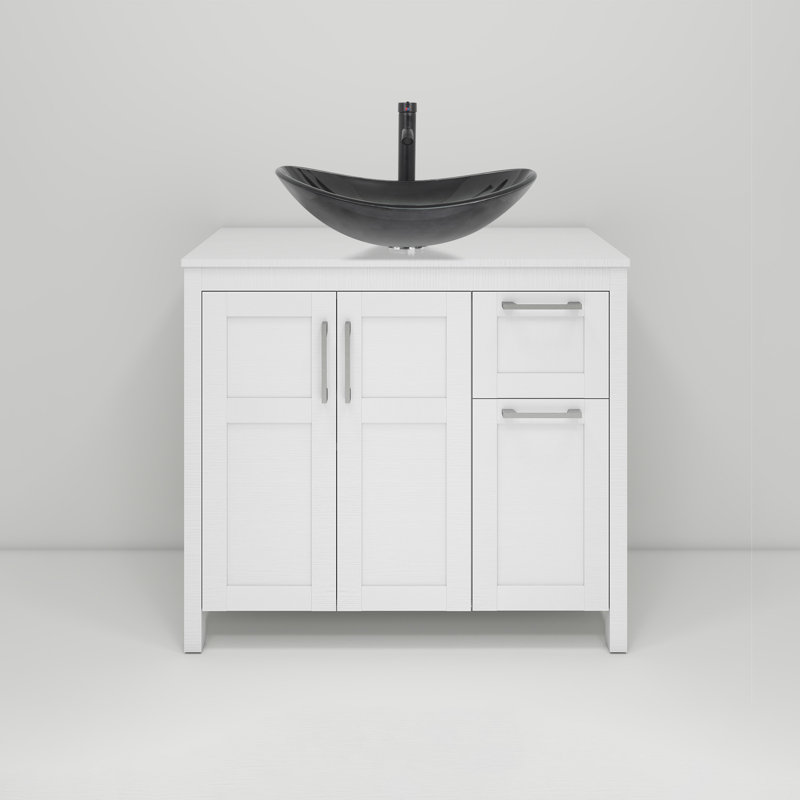 36" Free-Standing Modern Single Bathroom Vanity With Sink, White