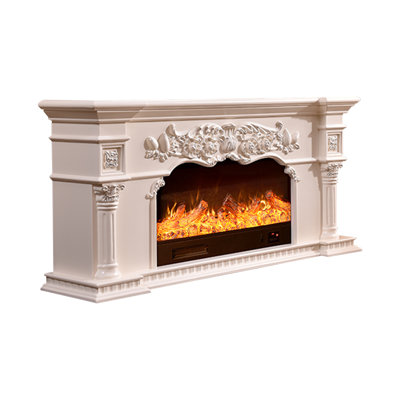 White Solid Manufactured Wood Heating Freestanding TV Cabinet Fireplace