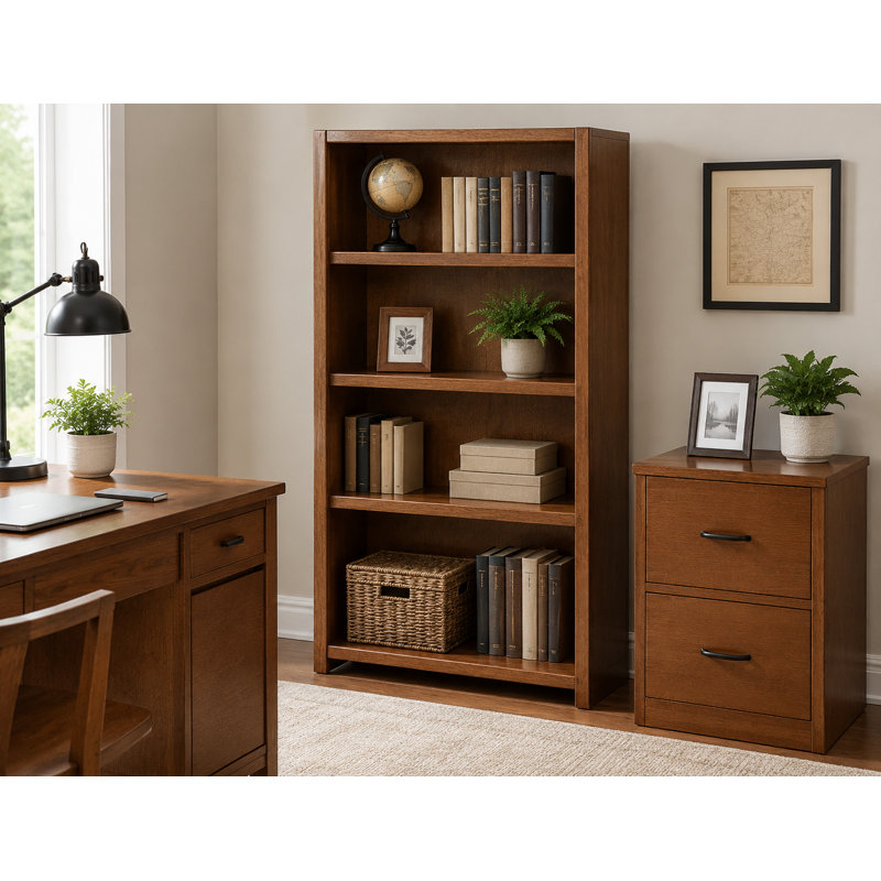 McKaylah Bookcase, Havana Gold, (3 Shelf) 60” H x 32” W x 13” D