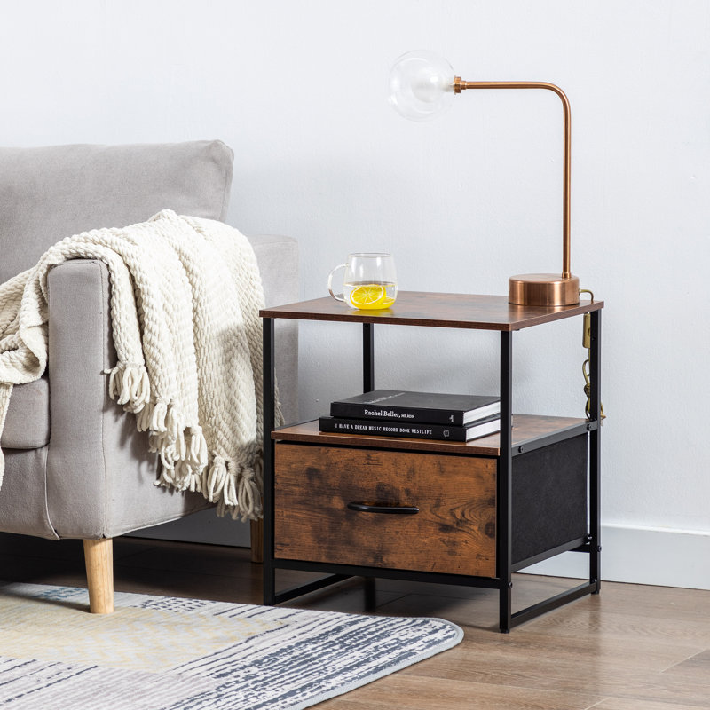 Grande table de chevet 18 po Trilby, Brun rustique
