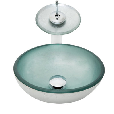 Novatto 12'' Glass Circular Bathroom Sink with Faucet