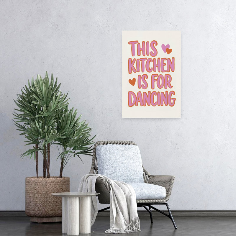 «Dancing Kitchen Heart», art mural coloré énergique et ludique, H 24 po x l 16 po