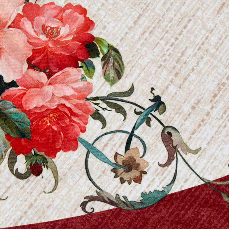 Jacalyn Floral Polyester Tablecloth, Burgundy, 88" L x 70" W
