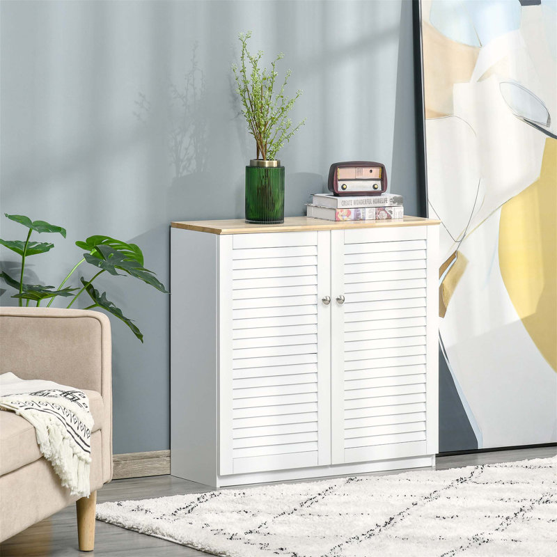Buffet buffet, armoire à café avec portes à persiennes doubles et tablette réglable