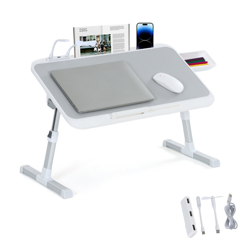 Portable Adjustable Lap Desk with USB Ports, LED Light, Cooling Fan & Storage – Perfect for Work & Relaxation