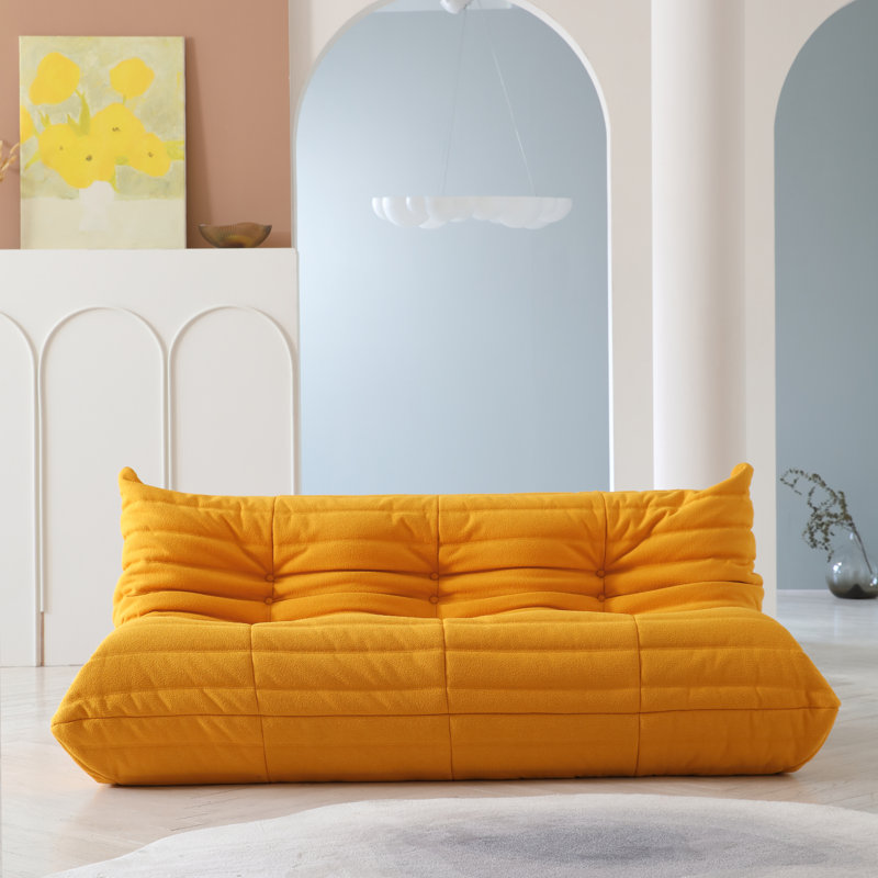 Chaise longue en velours, Jaune