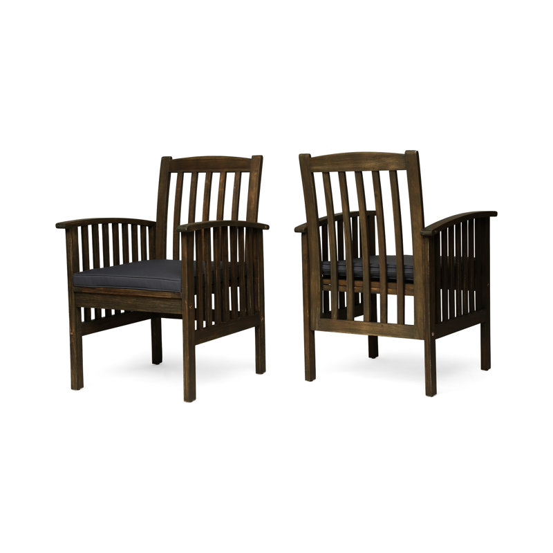 Chaises d'extérieur en bois 2 pièces, avec coussins et chaises de patio 2 pièces, lignes classiques