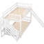 Lit simple au-dessus d'un lit superposé blanc avec glissade et escalier - Bois compact de qualité et peu encombrant-1249079543