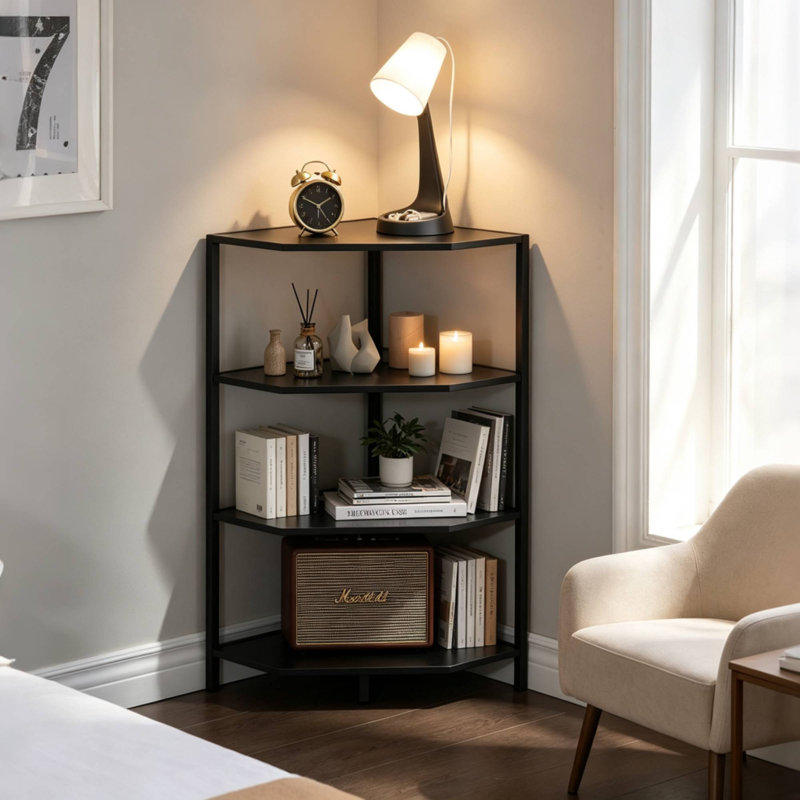 Armoire de coin Kempst, Plateau noir / base noire
