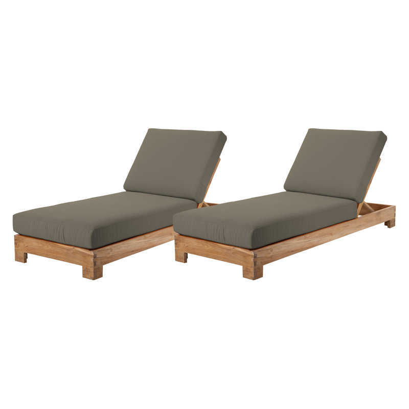 2 chaises longues d'extérieur en teck Pacific, Taupe