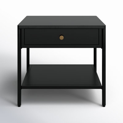 Acer Iron Top End Table with Storage