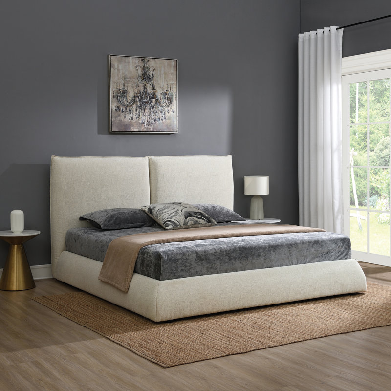 Everby Upholstered Queen Bed, King, Ivory