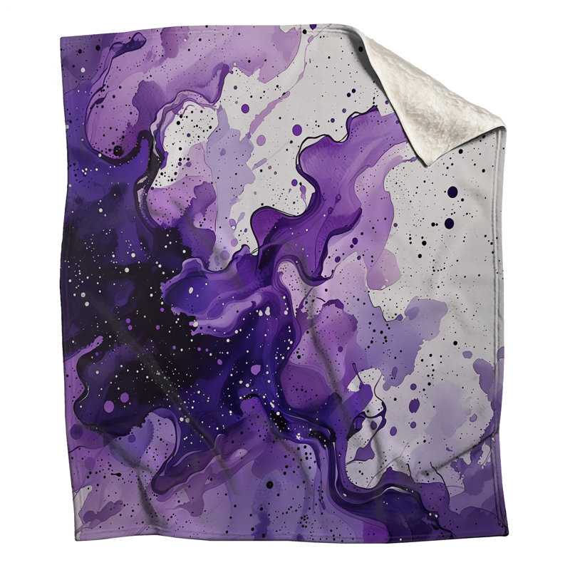 Jeté en molleton mauve - Jeté abstrait pour canapés ou lits, L 50 po x H 60 po