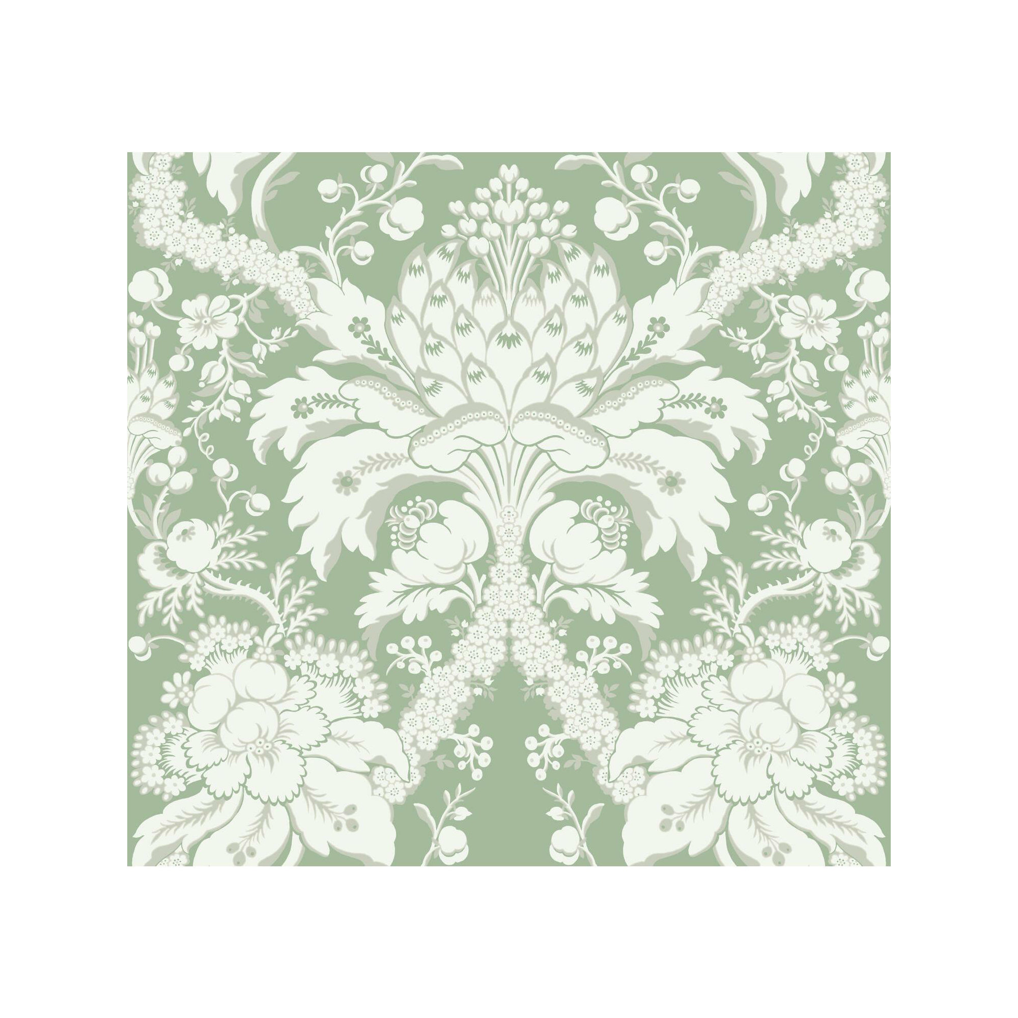 Damask Wallpaper, Green