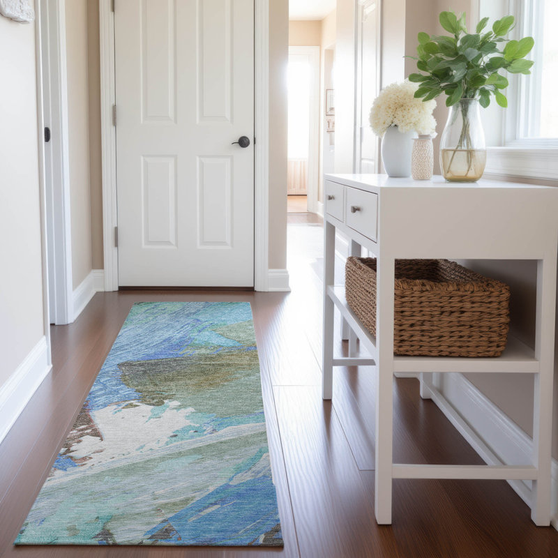 Tapis moderne de qualité supérieure lavable à la machine Sykora AMF1511, Tapis de couloir 2 pi 3 po x 7 pi 6 po