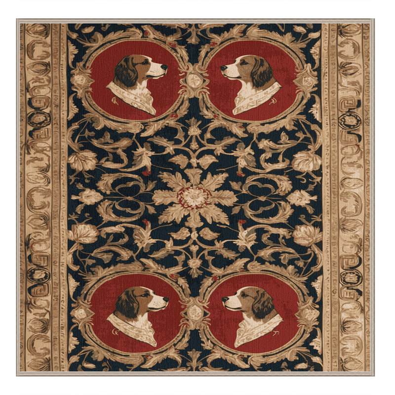 Tapis brun français lavable à la machine, Carré 5 pi