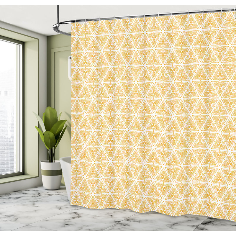 Ensemble de rideau de douche + crochets, H 69 po x l 75 po, Jaune foncé