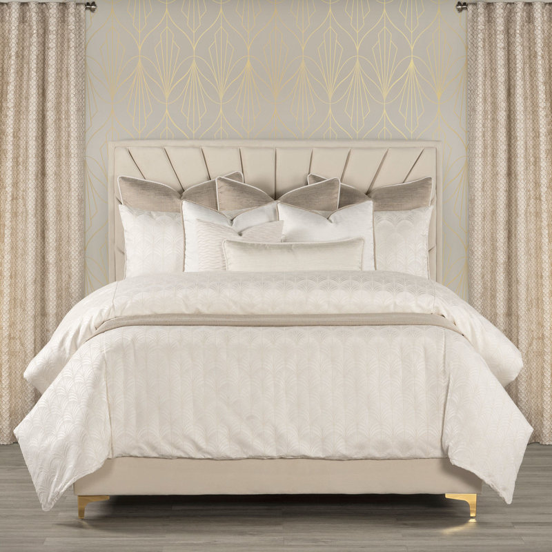 At The Gate Art Deco Duvet Cover & Insert Set, King Duvet Cover & Insert + 10 Additional Pieces, Pearl