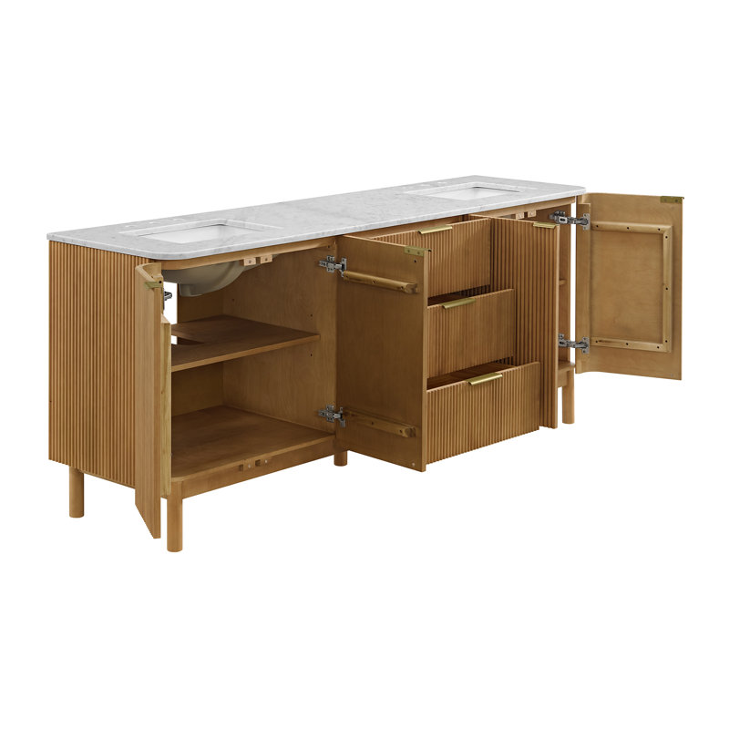 Kensington Double Bathroom Vanity Reeded Birch, 84"