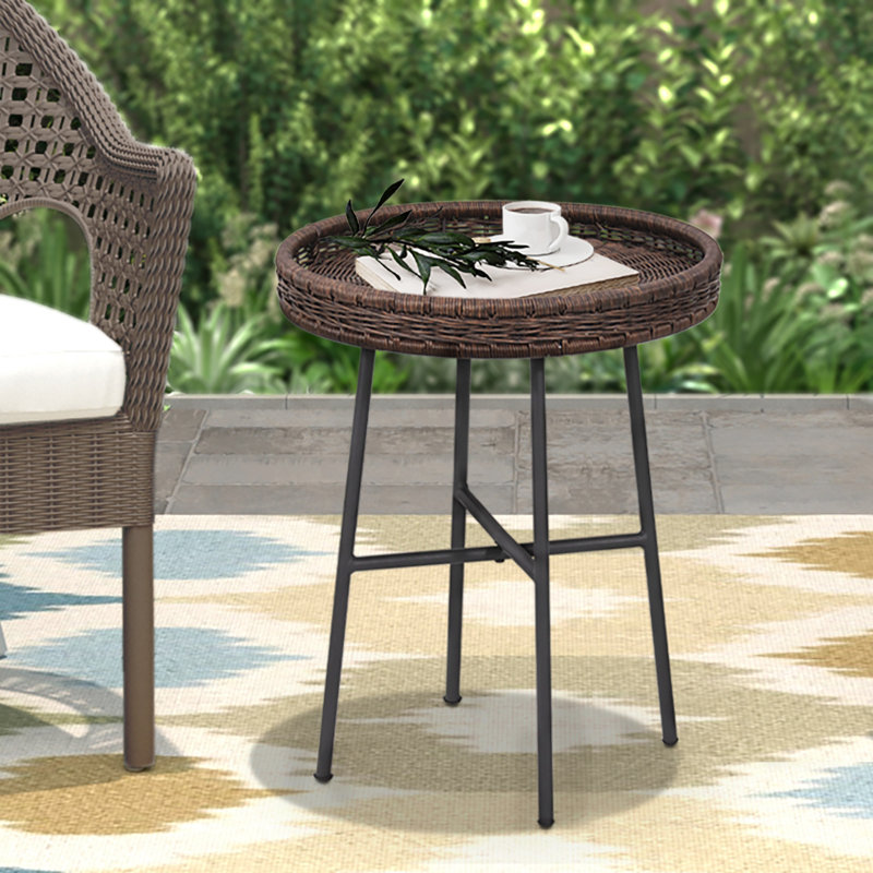 Fieldon Cross Legs End Table, Brown, Black