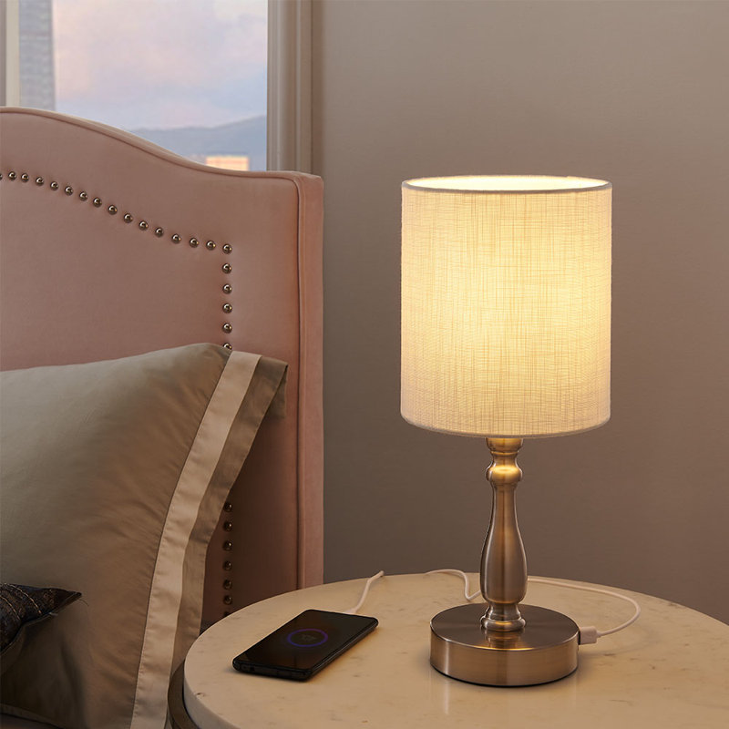 Cearra Metal USB Table Lamp, Brushed Nickel
