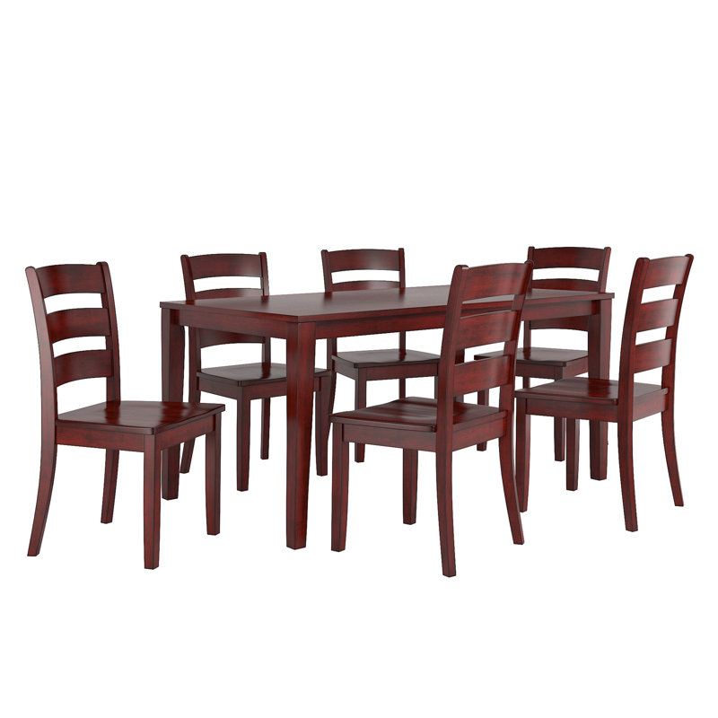 Alexa-Mae 6 - Person Solid Wood Top Four Leg Dining Set, Antique Berry