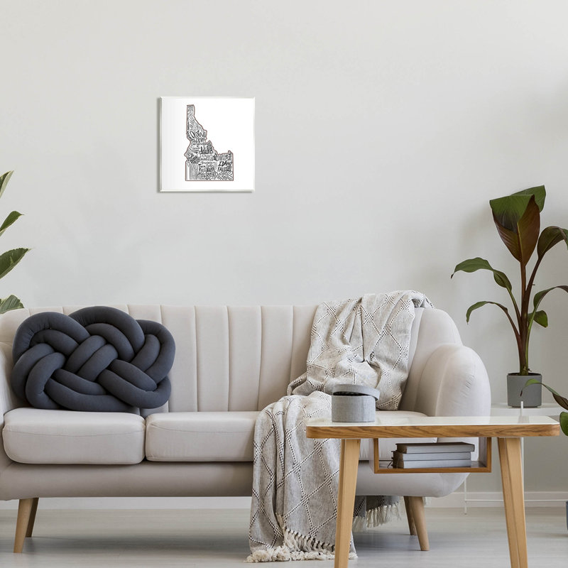 Idaho State Typography Cities Black and White MDF Wall Art