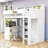 Twin Wooden Loft Bed With Desk, Wardrobe, Shelves And Ladder-1448438612