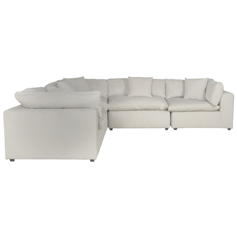 Barboza 5 - Piece Upholstered Sectional Featuring Stain Resistant LiveSmart Fabric, Porcelain LiveSmart