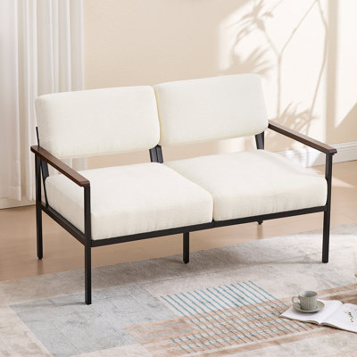 52" Upholstered Square Loveseat Arm Sofa With Metal Legs For Living Room, Bedroom