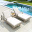 Chaise longue d'extérieur réglable à 5 positions avec structure en bois massif, coussins épais et accoudoirs Jovi-126554039-126554038