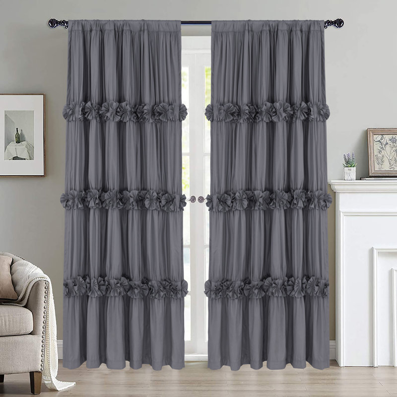 Room Darkening Curtain Pair, Gray, 54"W x 84"L