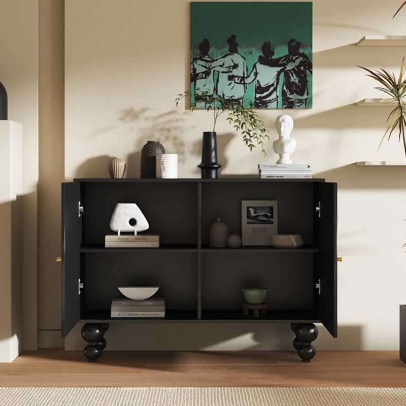 Double Door Accent Cabinet And Storage Console, Black