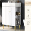 Meuble-lavabo blanc 21,6 po - Meuble-lavabo en céramique et meuble latéral droit, meuble-lavabo, armoire, porte, moderne-1359837019
