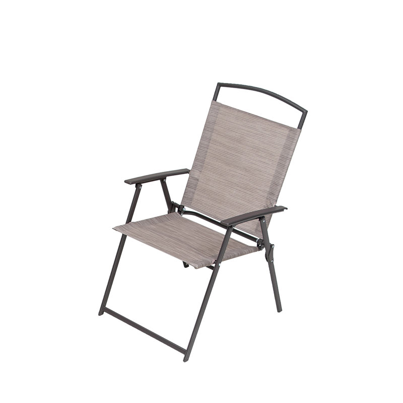 Ensemble de quatre chaises pliantes d'extérieur en acier brun de 35 pouces avec accoudoirs