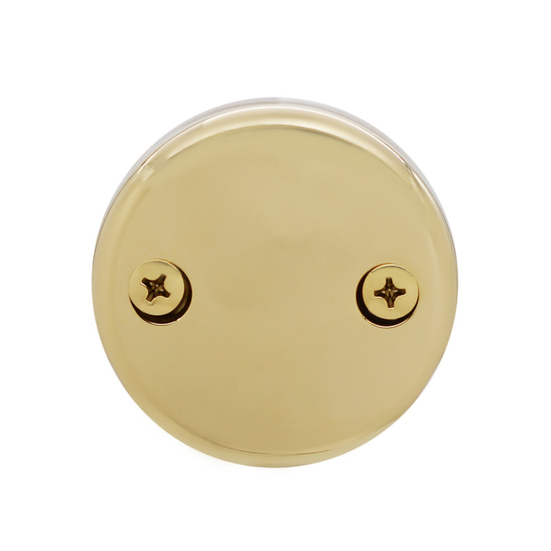 3-1/8" Two-Hole Bathtub Overflow Faceplate and Screws, Polished Brass